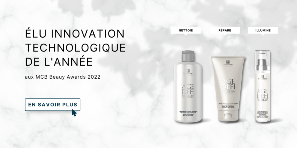 presentation gamme age defi technology, shampooing masque et serum.